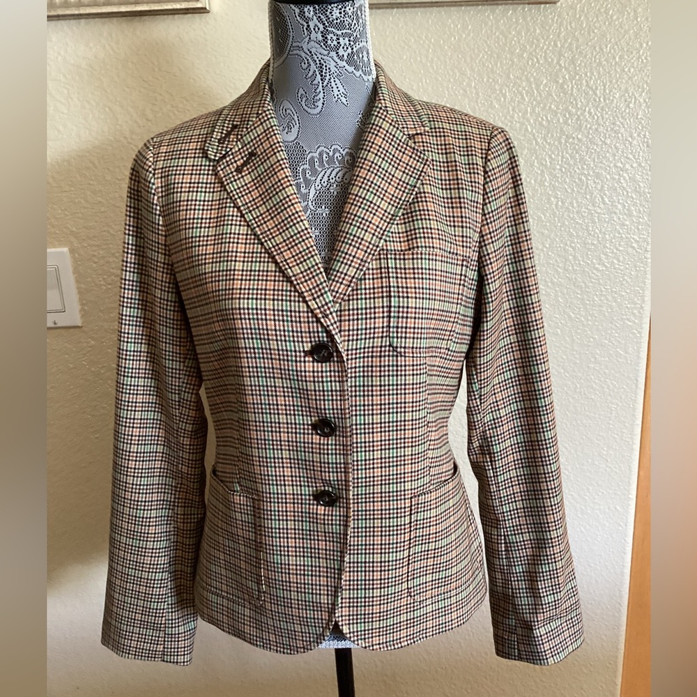 NEW Talbots Houndstooth Wool-blend Elbow Patch Blazer